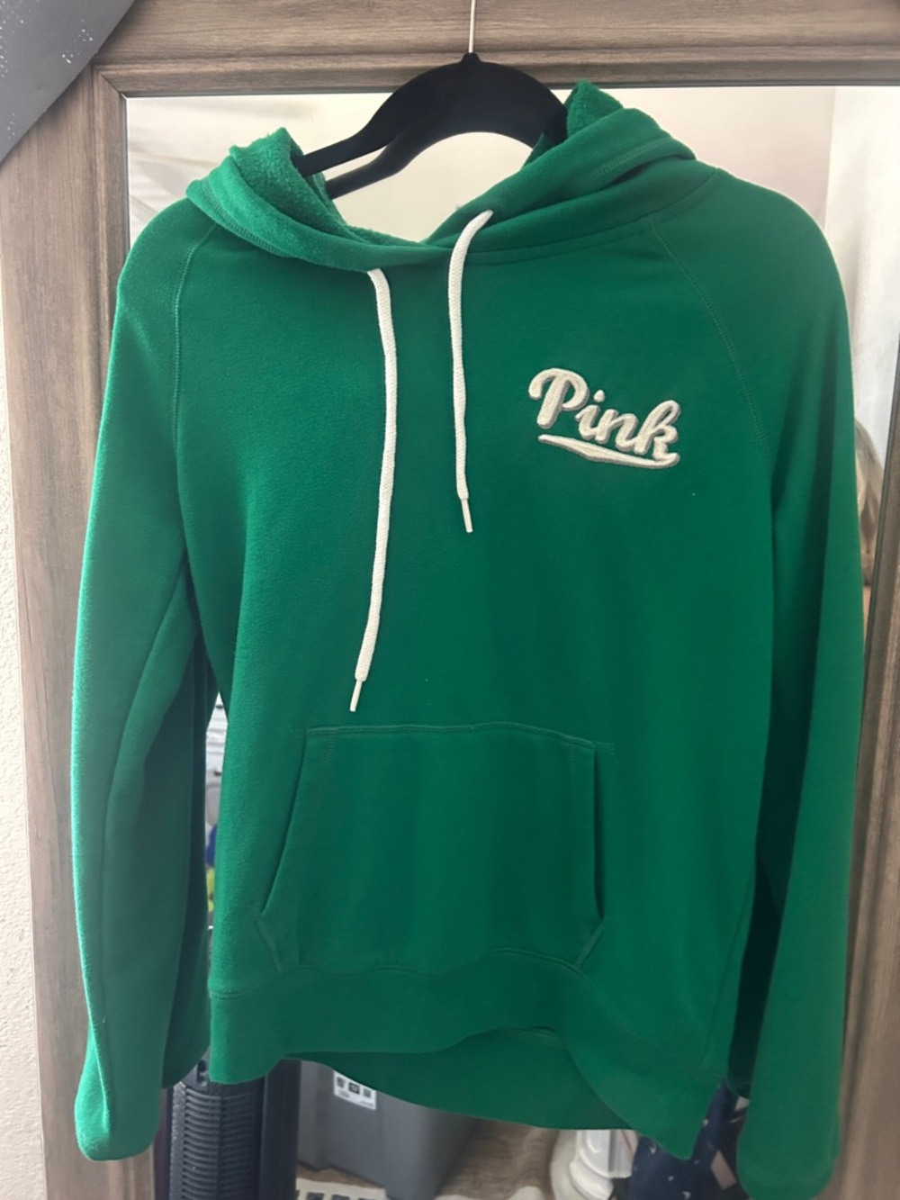 PINK Victoria's Secret Emerald Green Hoodie with White Logo